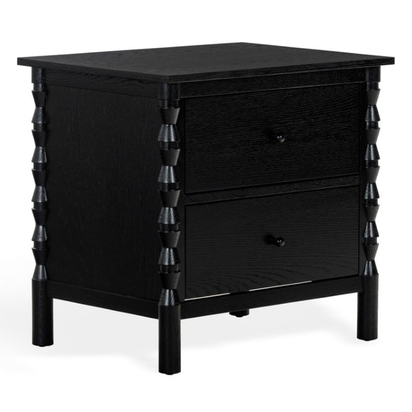 Safavieh Alyssabelle Walnut Finish Two Drawer Nightstand with Artisan Carved Legs for Bedroom Black SFV4290B