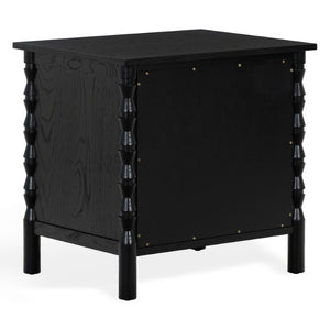 Safavieh Alyssabelle Walnut Finish Two Drawer Nightstand with Artisan Carved Legs for Bedroom Black SFV4290B