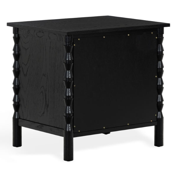 Safavieh Alyssabelle Walnut Finish Two Drawer Nightstand with Artisan Carved Legs for Bedroom Black SFV4290B