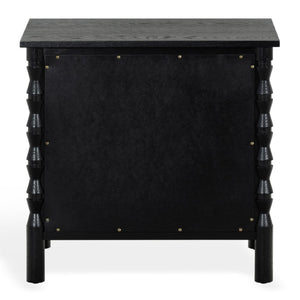 Safavieh Alyssabelle Walnut Finish Two Drawer Nightstand with Artisan Carved Legs for Bedroom Black SFV4290B