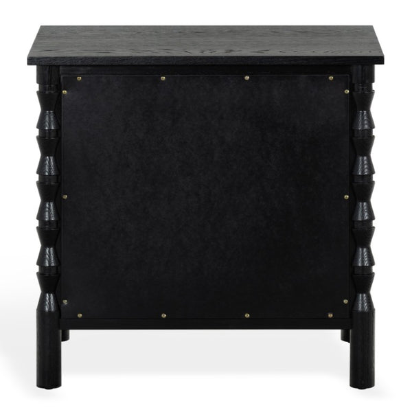 Safavieh Alyssabelle Walnut Finish Two Drawer Nightstand with Artisan Carved Legs for Bedroom Black SFV4290B