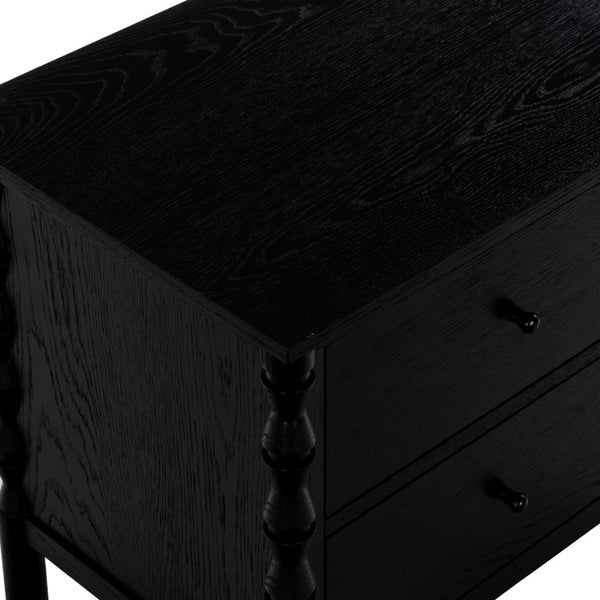 Safavieh Alyssabelle Walnut Finish Two Drawer Nightstand with Artisan Carved Legs for Bedroom Black SFV4290B