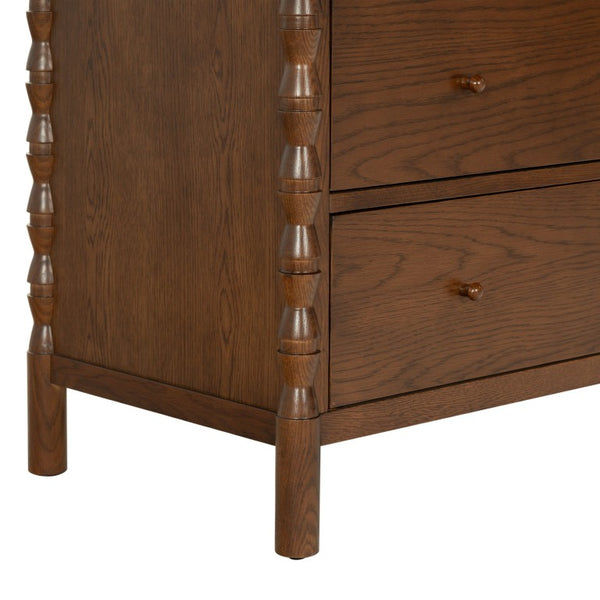 Safavieh Alyssabelle Solid Wood Six Drawer Dresser with Hand Carved Legs for Primary Bedroom Brown SFV4291A