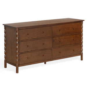 Safavieh Alyssabelle Solid Wood Six Drawer Dresser with Hand Carved Legs for Primary Bedroom Brown SFV4291A
