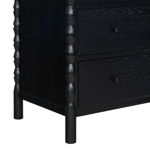 Safavieh Alyssabelle Solid Wood Six Drawer Dresser with Hand Carved Legs for Primary Bedroom Black SFV4291B