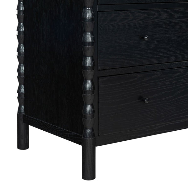 Safavieh Alyssabelle Solid Wood Six Drawer Dresser with Hand Carved Legs for Primary Bedroom Black SFV4291B
