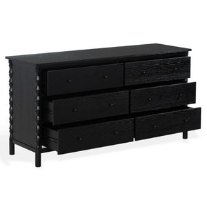 Safavieh Alyssabelle Solid Wood Six Drawer Dresser with Hand Carved Legs for Primary Bedroom Black SFV4291B