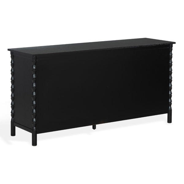 Safavieh Alyssabelle Solid Wood Six Drawer Dresser with Hand Carved Legs for Primary Bedroom Black SFV4291B