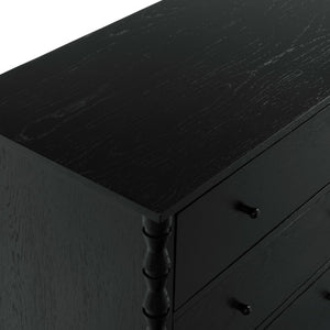 Safavieh Alyssabelle Solid Wood Six Drawer Dresser with Hand Carved Legs for Primary Bedroom Black SFV4291B