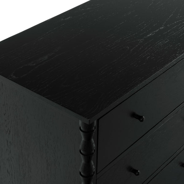 Safavieh Alyssabelle Solid Wood Six Drawer Dresser with Hand Carved Legs for Primary Bedroom Black SFV4291B