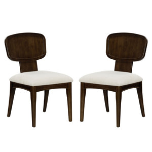 Safavieh Beckalynn Solid Wood Dining Chair Walnut Frame Ivory Upholstered Seat Transitional Style SFV4292A-SET2