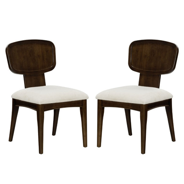 Safavieh Beckalynn Solid Wood Dining Chair Walnut Frame Ivory Upholstered Seat Transitional Style SFV4292A-SET2