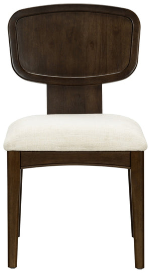 Safavieh Beckalynn Solid Wood Dining Chair Walnut Frame Ivory Upholstered Seat Transitional Style SFV4292A-SET2