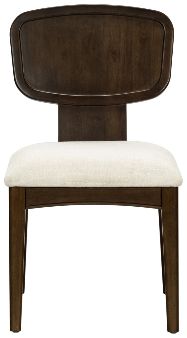 Safavieh Beckalynn Solid Wood Dining Chair Walnut Frame Ivory Upholstered Seat Transitional Style SFV4292A-SET2