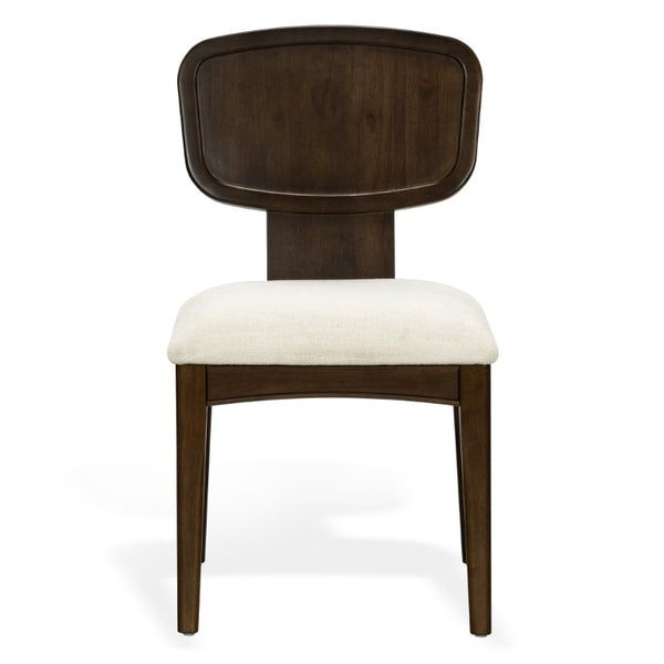 Safavieh Beckalynn Solid Wood Dining Chair Walnut Frame Ivory Upholstered Seat Transitional Style SFV4292A-SET2