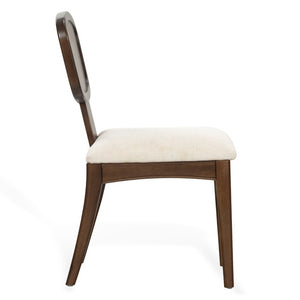 Safavieh Beckalynn Solid Wood Dining Chair Walnut Frame Ivory Upholstered Seat Transitional Style SFV4292A-SET2