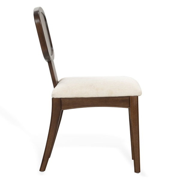 Safavieh Beckalynn Solid Wood Dining Chair Walnut Frame Ivory Upholstered Seat Transitional Style SFV4292A-SET2
