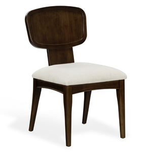 Safavieh Beckalynn Solid Wood Dining Chair Walnut Frame Ivory Upholstered Seat Transitional Style SFV4292A-SET2