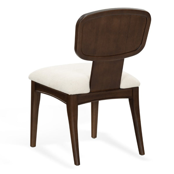 Safavieh Beckalynn Solid Wood Dining Chair Walnut Frame Ivory Upholstered Seat Transitional Style SFV4292A-SET2