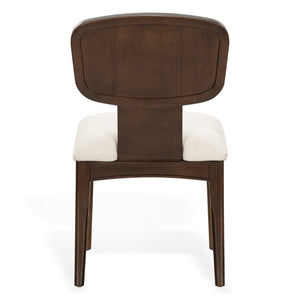 Safavieh Beckalynn Solid Wood Dining Chair Walnut Frame Ivory Upholstered Seat Transitional Style SFV4292A-SET2