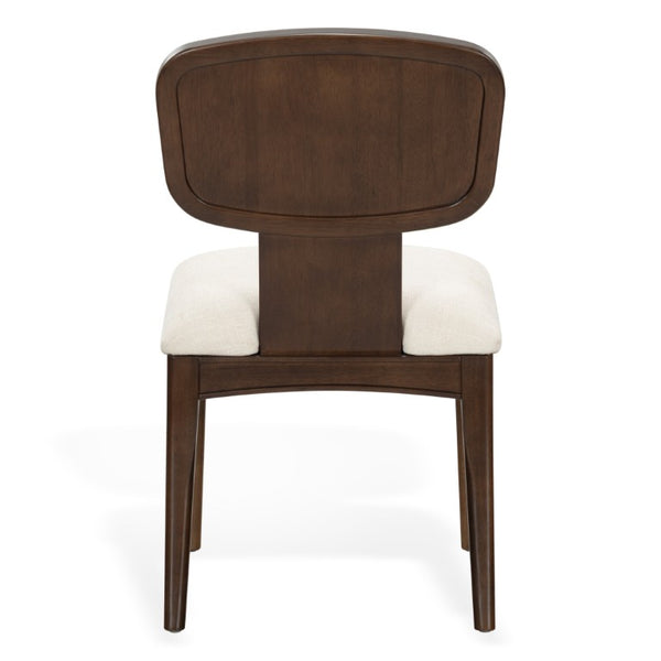 Safavieh Beckalynn Solid Wood Dining Chair Walnut Frame Ivory Upholstered Seat Transitional Style SFV4292A-SET2