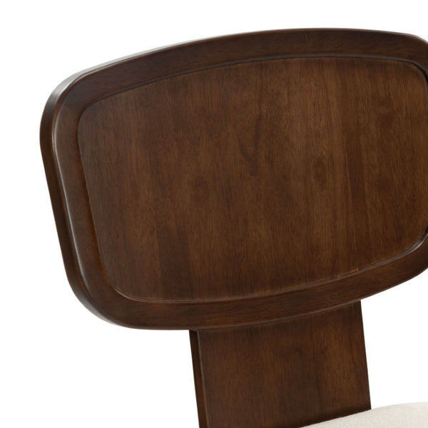 Safavieh Beckalynn Solid Wood Dining Chair Walnut Frame Ivory Upholstered Seat Transitional Style SFV4292A-SET2