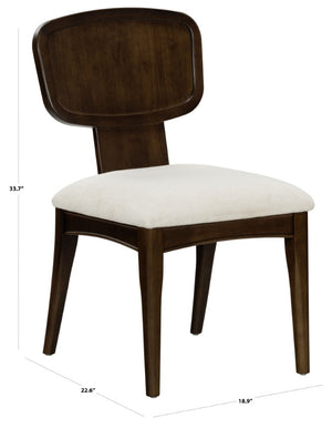 Safavieh Beckalynn Solid Wood Dining Chair Walnut Frame Ivory Upholstered Seat Transitional Style SFV4292A-SET2
