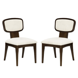 Safavieh Beckalynn Ivory Upholstered Dining Chair with Warm Walnut Frame for Modern Farmhouse Tables SFV4293A-SET2