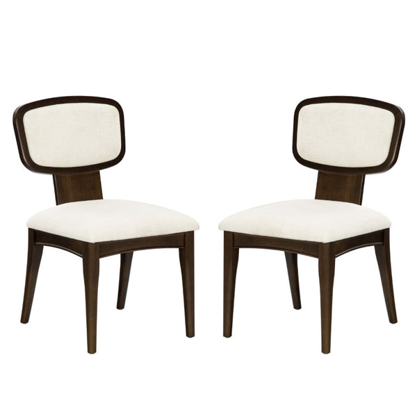 Safavieh Beckalynn Ivory Upholstered Dining Chair with Warm Walnut Frame for Modern Farmhouse Tables SFV4293A-SET2