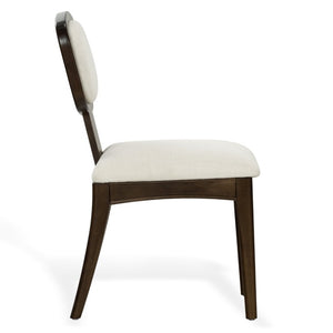 Safavieh Beckalynn Ivory Upholstered Dining Chair with Warm Walnut Frame for Modern Farmhouse Tables SFV4293A-SET2