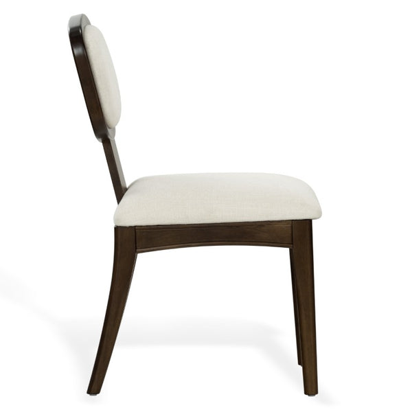 Safavieh Beckalynn Ivory Upholstered Dining Chair with Warm Walnut Frame for Modern Farmhouse Tables SFV4293A-SET2