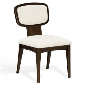 Safavieh Beckalynn Ivory Upholstered Dining Chair with Warm Walnut Frame for Modern Farmhouse Tables SFV4293A-SET2