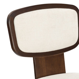 Safavieh Beckalynn Ivory Upholstered Dining Chair with Warm Walnut Frame for Modern Farmhouse Tables SFV4293A-SET2