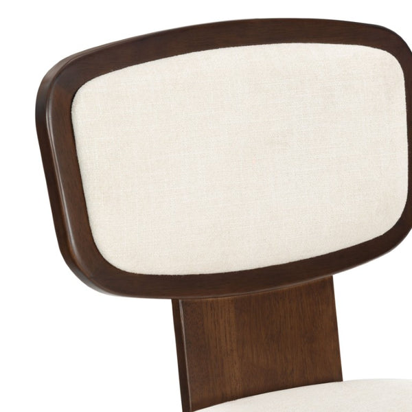 Safavieh Beckalynn Ivory Upholstered Dining Chair with Warm Walnut Frame for Modern Farmhouse Tables SFV4293A-SET2