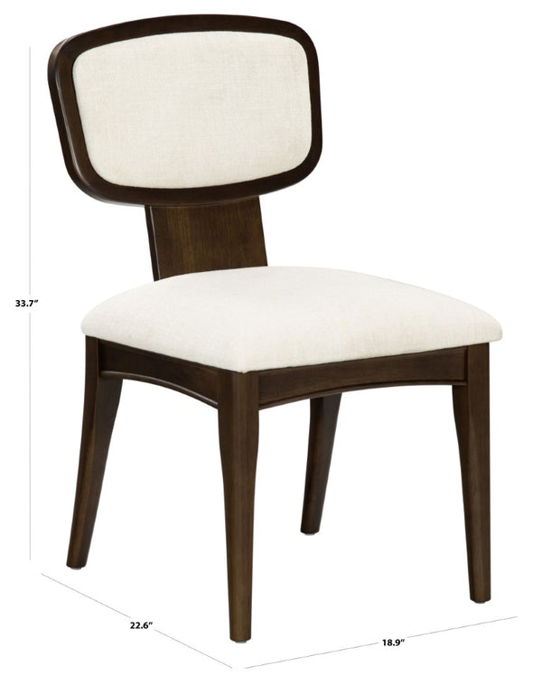 Safavieh Beckalynn Ivory Upholstered Dining Chair with Warm Walnut Frame for Modern Farmhouse Tables SFV4293A-SET2