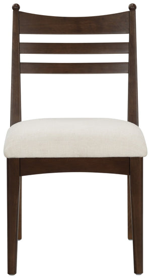 Safavieh Dublynn Ladder Back Walnut Wood Dining Chair with Ivory Upholstered Cushioned Seat SFV4294A-SET2