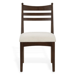 Safavieh Dublynn Ladder Back Walnut Wood Dining Chair with Ivory Upholstered Cushioned Seat SFV4294A-SET2