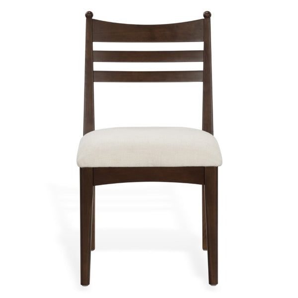 Safavieh Dublynn Ladder Back Walnut Wood Dining Chair with Ivory Upholstered Cushioned Seat SFV4294A-SET2