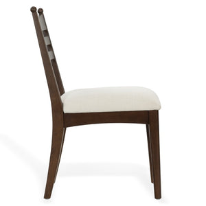 Safavieh Dublynn Ladder Back Walnut Wood Dining Chair with Ivory Upholstered Cushioned Seat SFV4294A-SET2