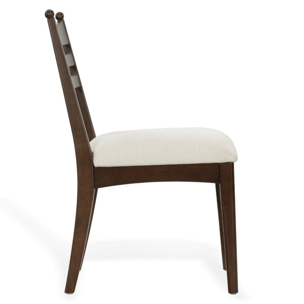 Safavieh Dublynn Ladder Back Walnut Wood Dining Chair with Ivory Upholstered Cushioned Seat SFV4294A-SET2