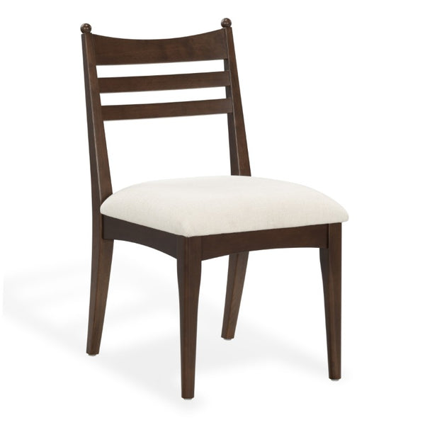 Safavieh Dublynn Ladder Back Walnut Wood Dining Chair with Ivory Upholstered Cushioned Seat SFV4294A-SET2