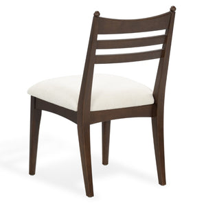 Safavieh Dublynn Ladder Back Walnut Wood Dining Chair with Ivory Upholstered Cushioned Seat SFV4294A-SET2
