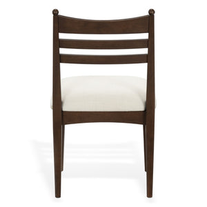 Safavieh Dublynn Ladder Back Walnut Wood Dining Chair with Ivory Upholstered Cushioned Seat SFV4294A-SET2