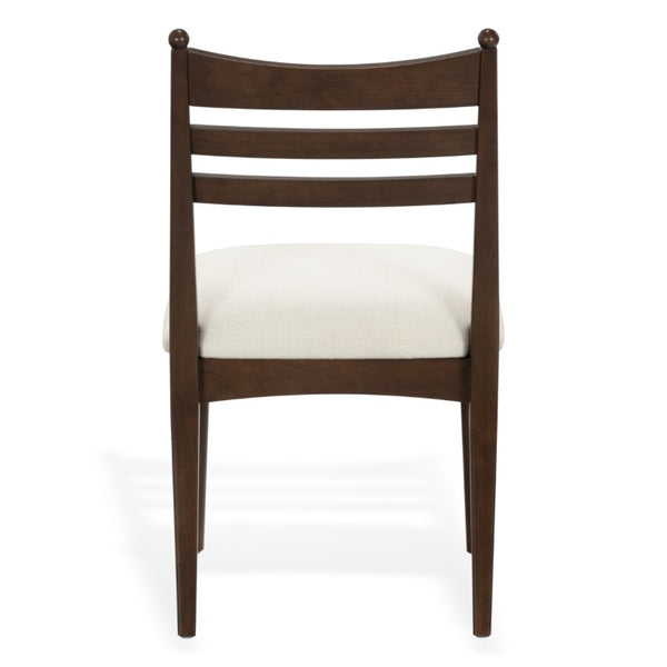 Safavieh Dublynn Ladder Back Walnut Wood Dining Chair with Ivory Upholstered Cushioned Seat SFV4294A-SET2