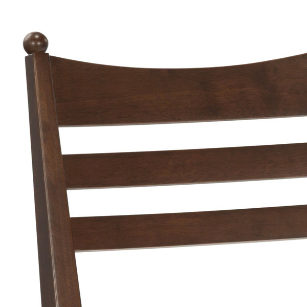 Safavieh Dublynn Ladder Back Walnut Wood Dining Chair with Ivory Upholstered Cushioned Seat SFV4294A-SET2