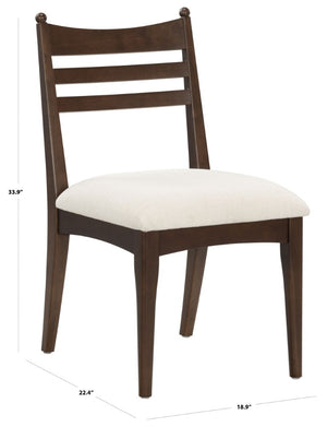 Safavieh Dublynn Ladder Back Walnut Wood Dining Chair with Ivory Upholstered Cushioned Seat SFV4294A-SET2