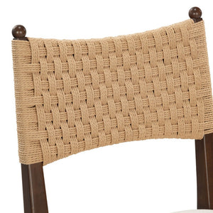 Safavieh Capriano Woven Back Walnut Wood Dining Chair with Ivory Upholstered Seat for Modern Spaces SFV4295A-SET2