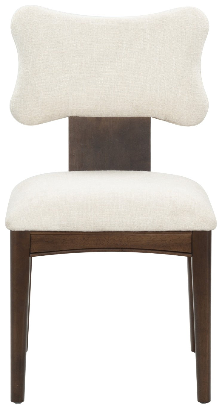 Safavieh Duane Solid Wood Dining Chair Walnut Frame Ivory Upholstered Seat Transitional Style SFV4296A-SET2