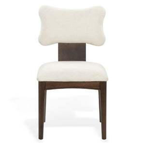Safavieh Duane Solid Wood Dining Chair Walnut Frame Ivory Upholstered Seat Transitional Style SFV4296A-SET2