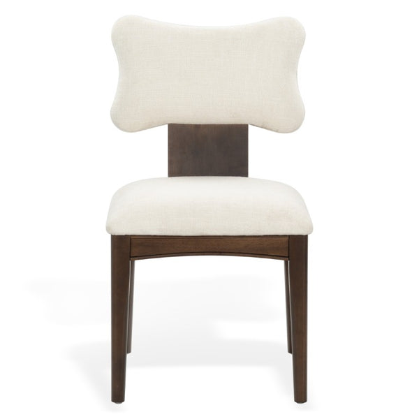 Safavieh Duane Solid Wood Dining Chair Walnut Frame Ivory Upholstered Seat Transitional Style SFV4296A-SET2